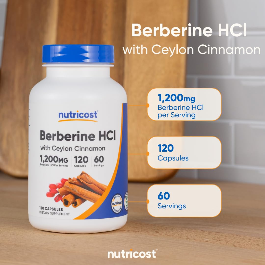 Back label of Nutricost Berberine Hcl dietary supplement