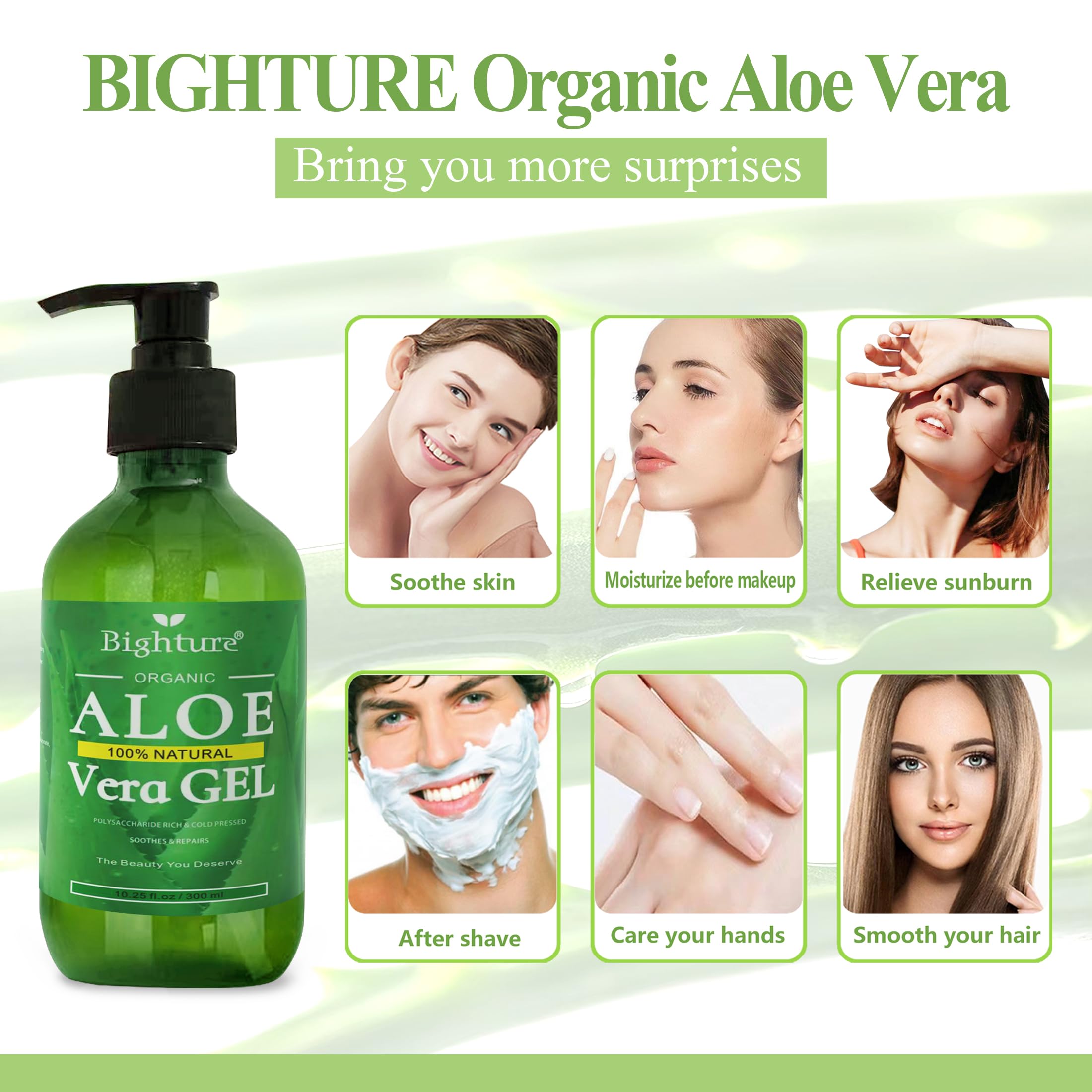 Organic aloe vera gel texture for skin soothing