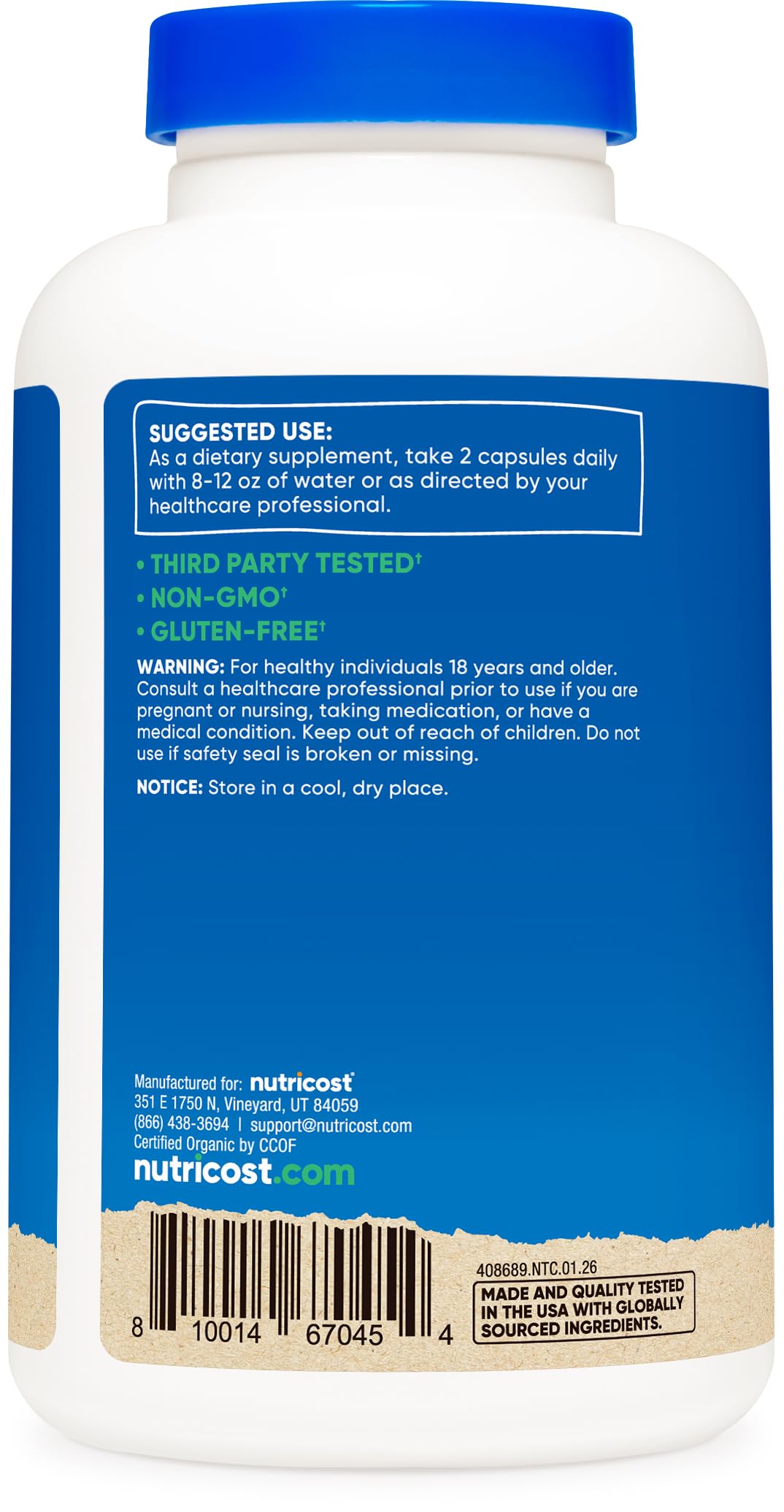 Nutricost Ceylon Cinnamon vegetarian capsules packaging