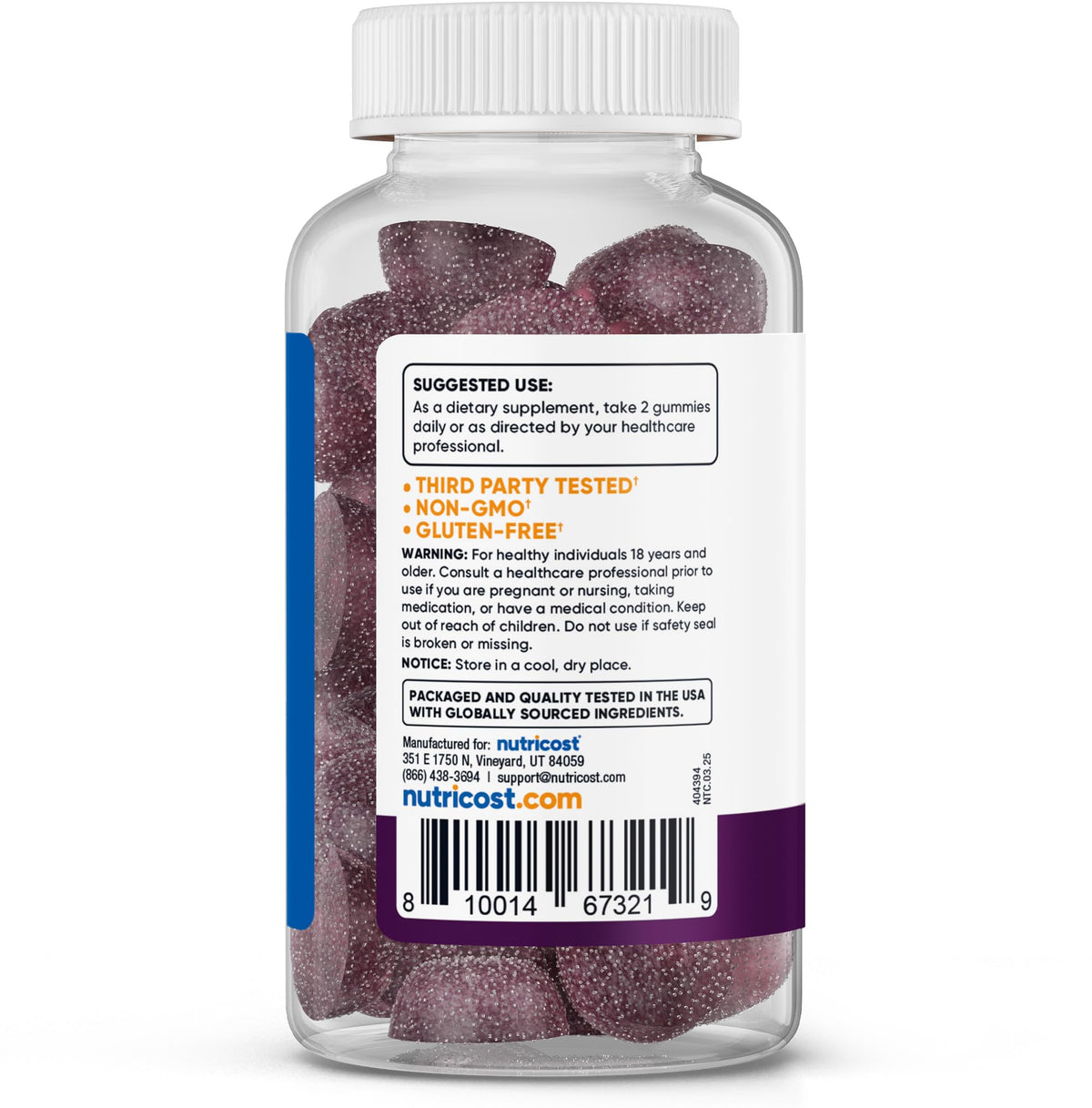 Nutricost premium non-GMO and gluten free ashwagandha mixed berry gummies dietary supplement