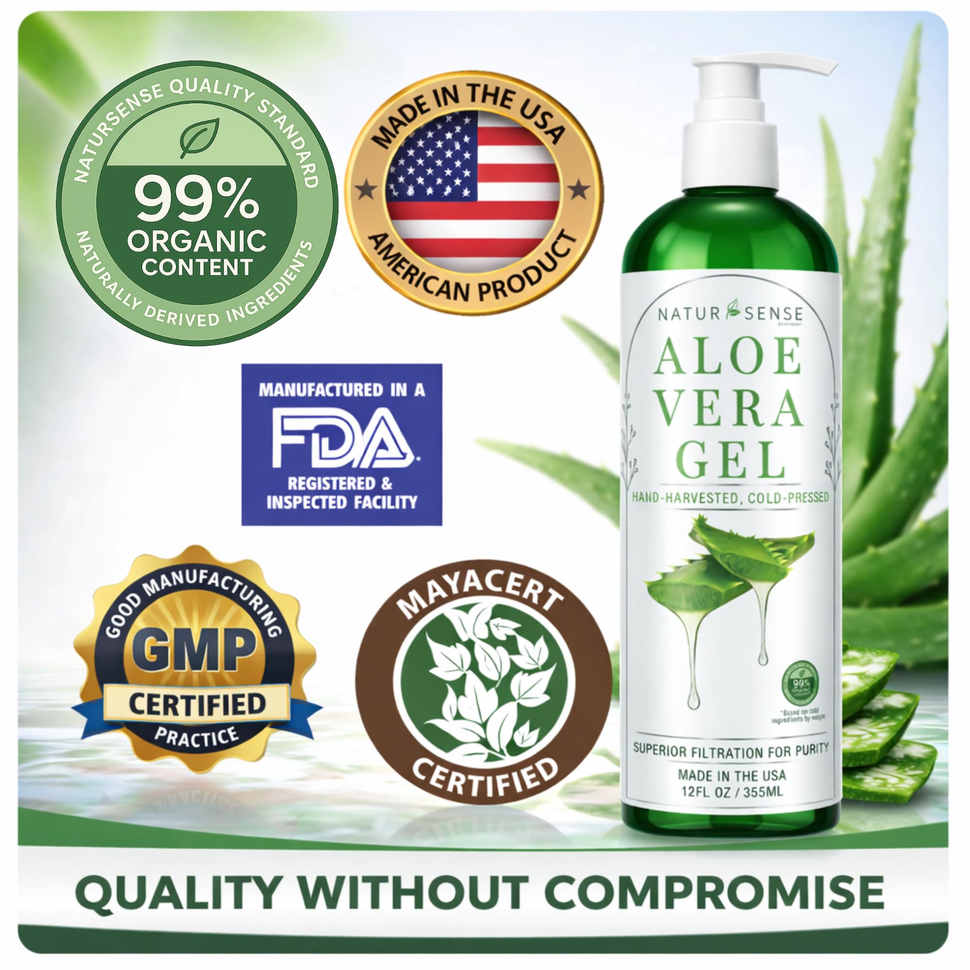 Cold pressed organic aloe vera gel texture