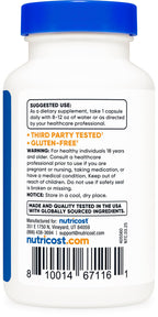 Close up of Nutricost Aloe Vera 200:1 extract information
