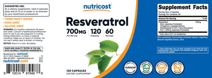 Nutricost Resveratrol bottle showing Non-GMO certification