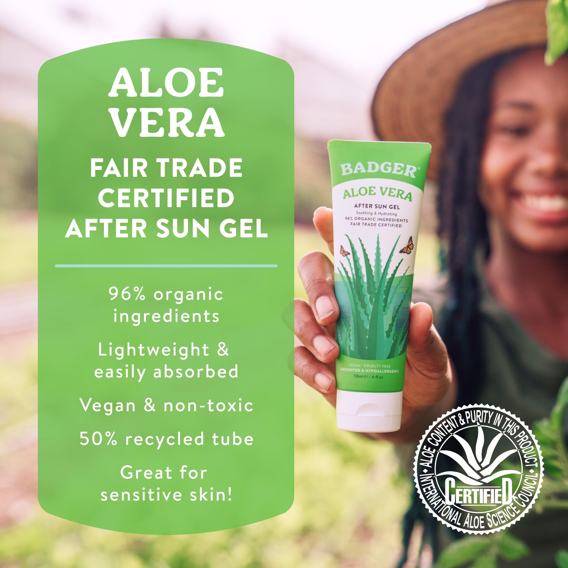 Badger 96 percent pure aloe gel tube packaging