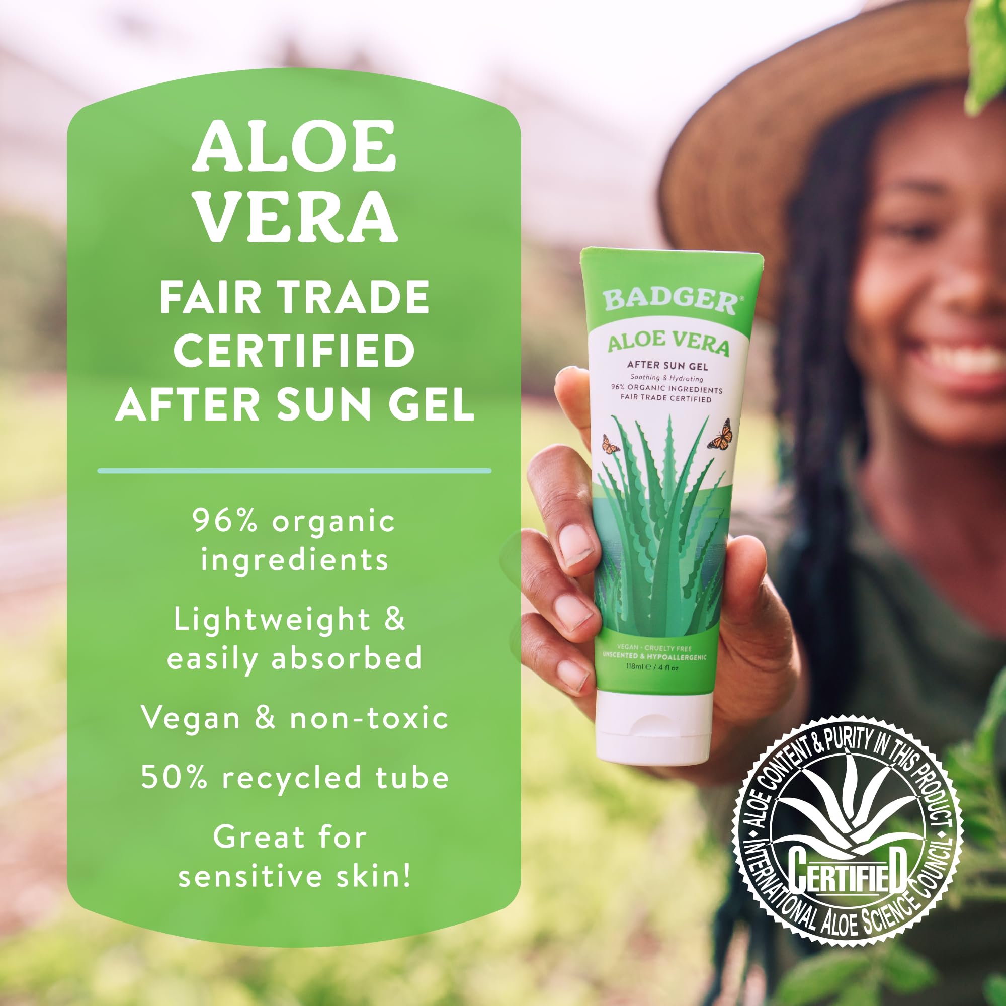 Badger 96 percent pure aloe gel tube packaging