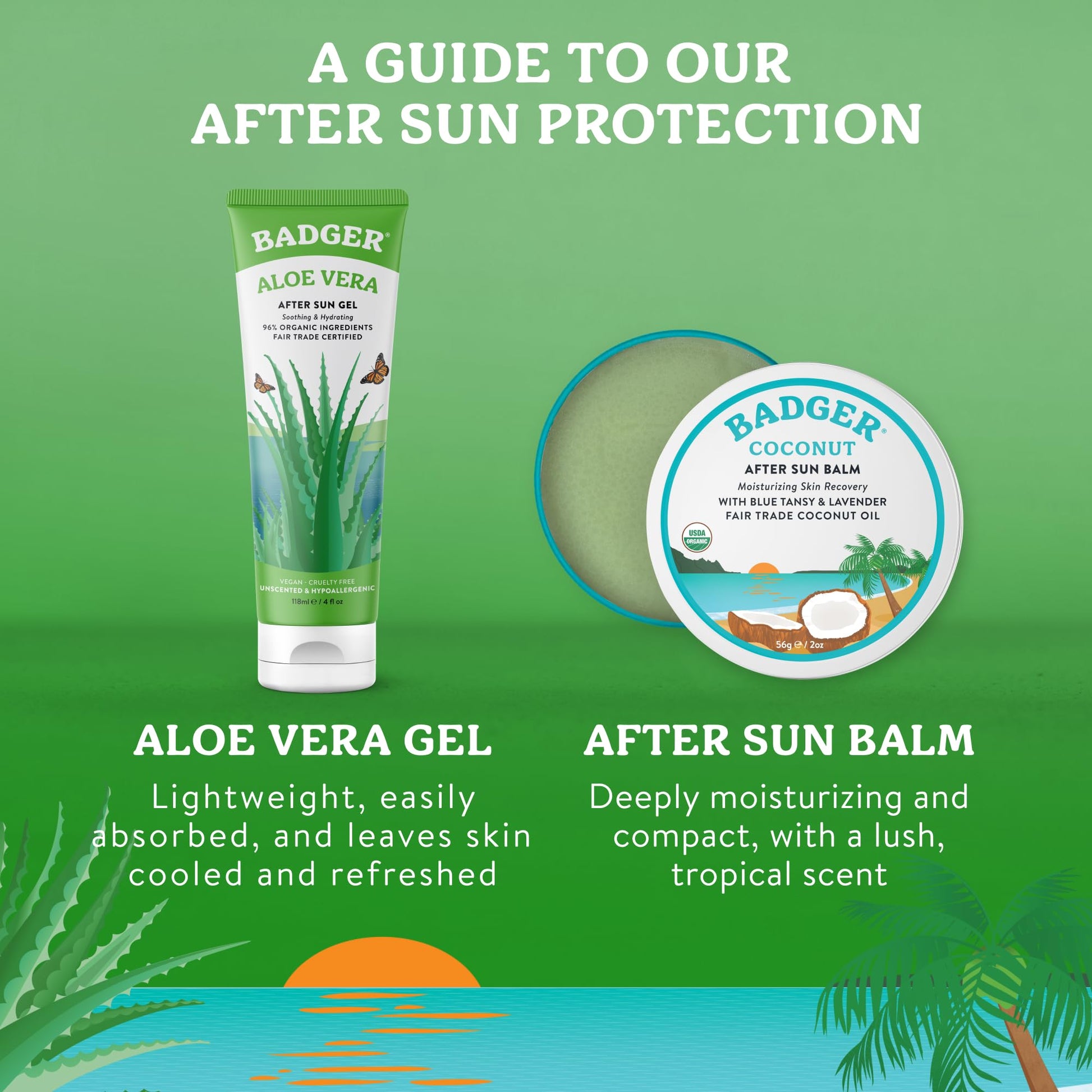 Badger after sun cooling aloe vera gel lifestyle shot