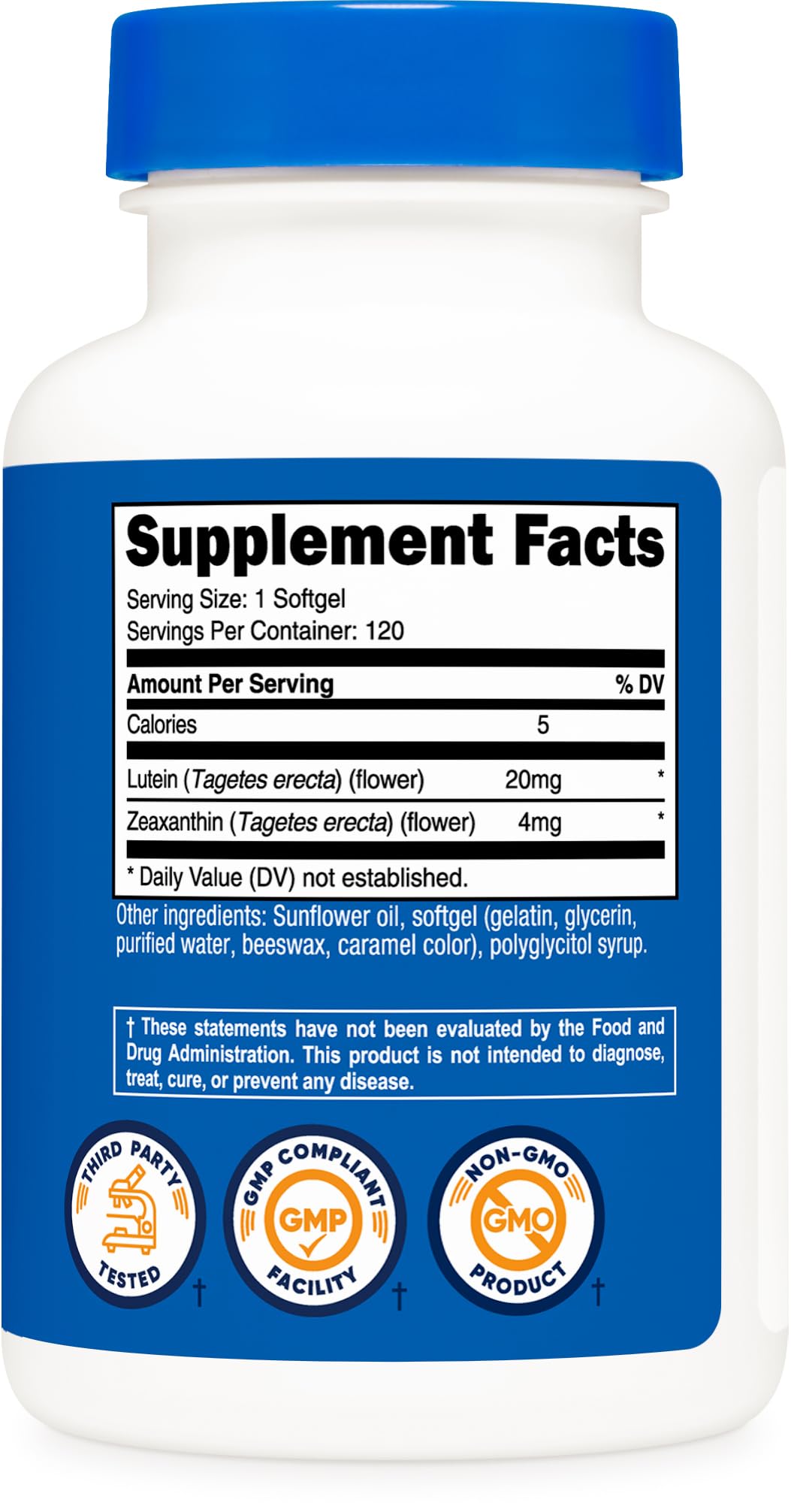 Premium non-GMO and gluten-free eye health formula softgels