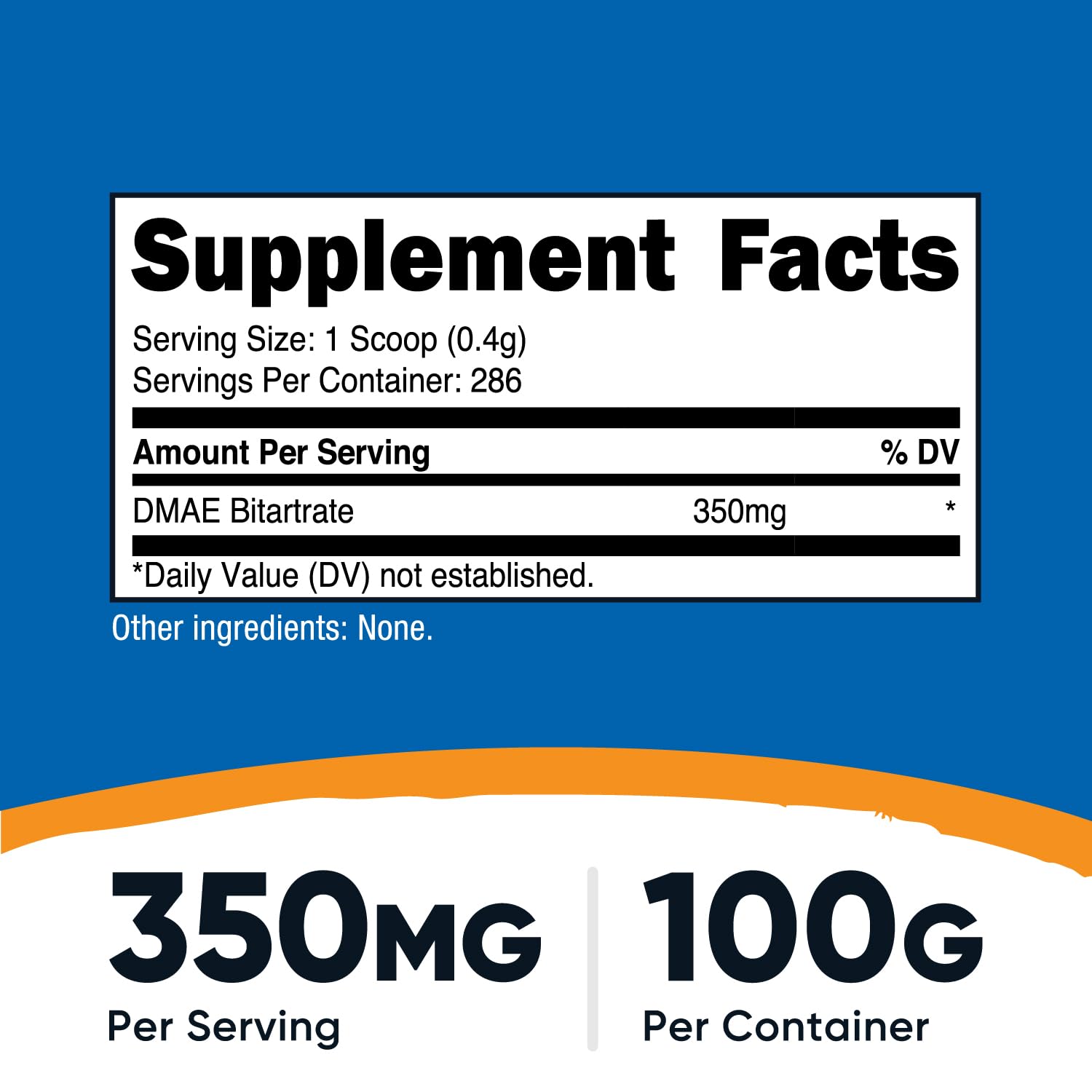 Nutricost unflavored cognitive support powder nutrition facts panel close up