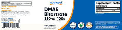 Nutricost imported brain health supplement container alongside its measurement scoop