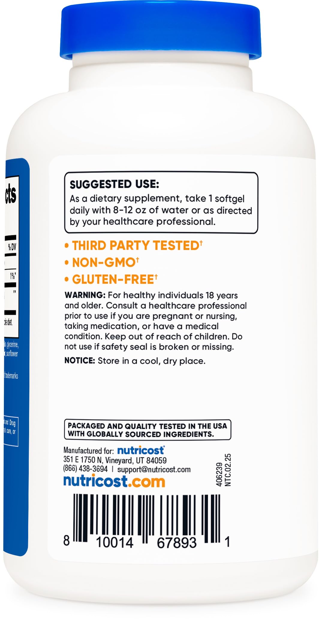 Nutricost Ubiquinol bottle next to a glass of water demonstrating daily wellness routine usage.