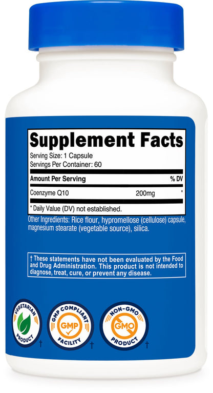 Authentic USA imported Nutricost CoQ10 daily wellness supplement container