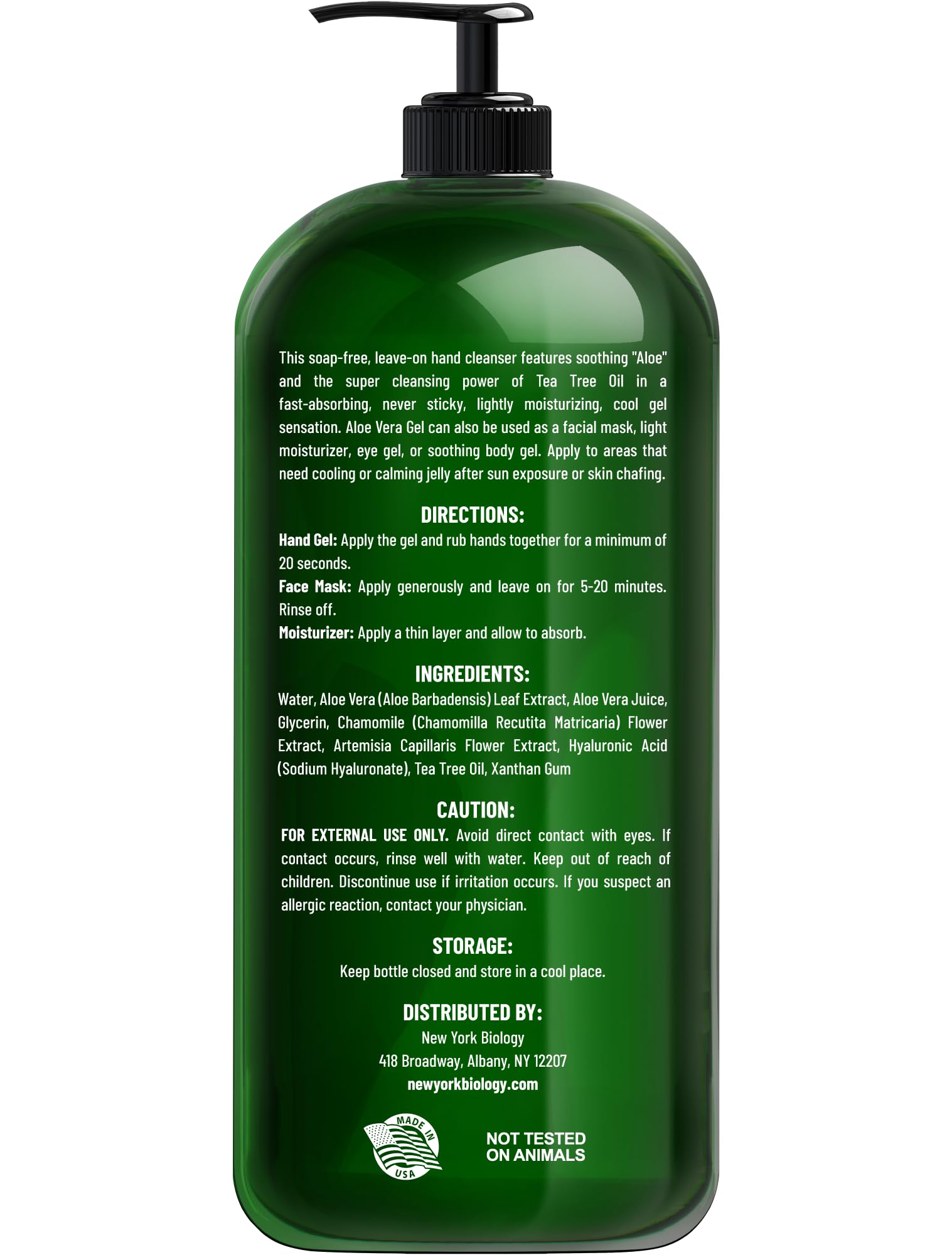 New York Biology Aloe Vera Gel pump bottle packaging