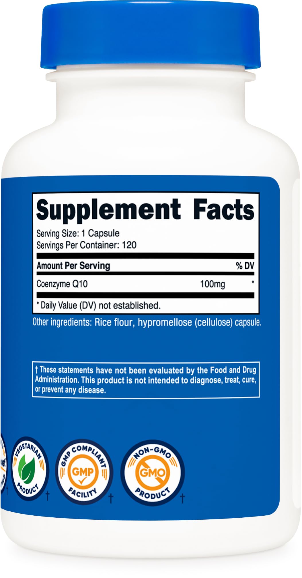 Nutricost CoQ10 premium grade dietary supplement directions and ingredient list