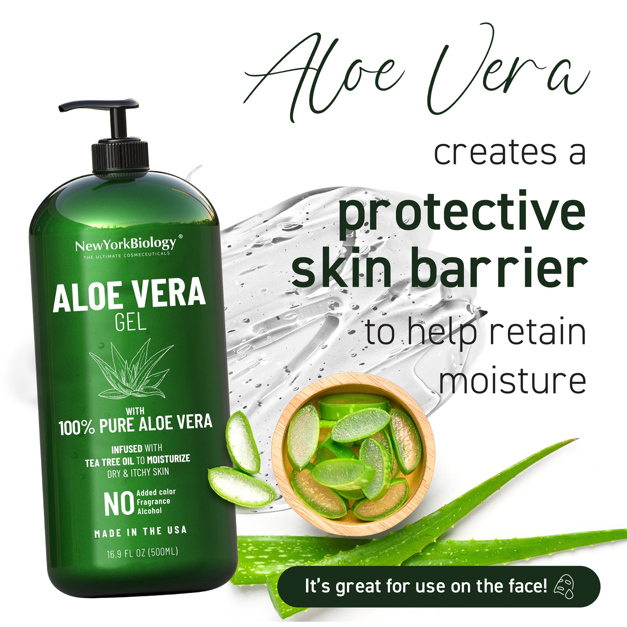 New York Biology Aloe Vera Gel bottle showing size and branding