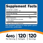 Nutricost Astaxanthin supplement facts label closeup