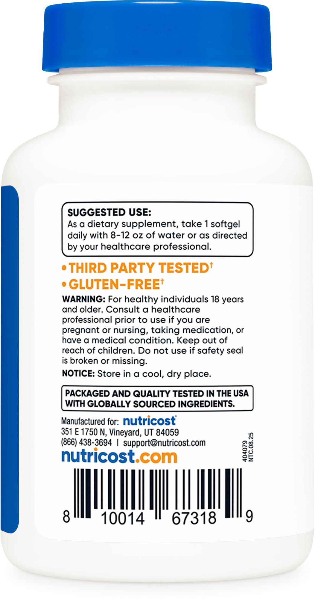 Nutricost Astaxanthin premium antioxidant softgels for eye and skin health support
