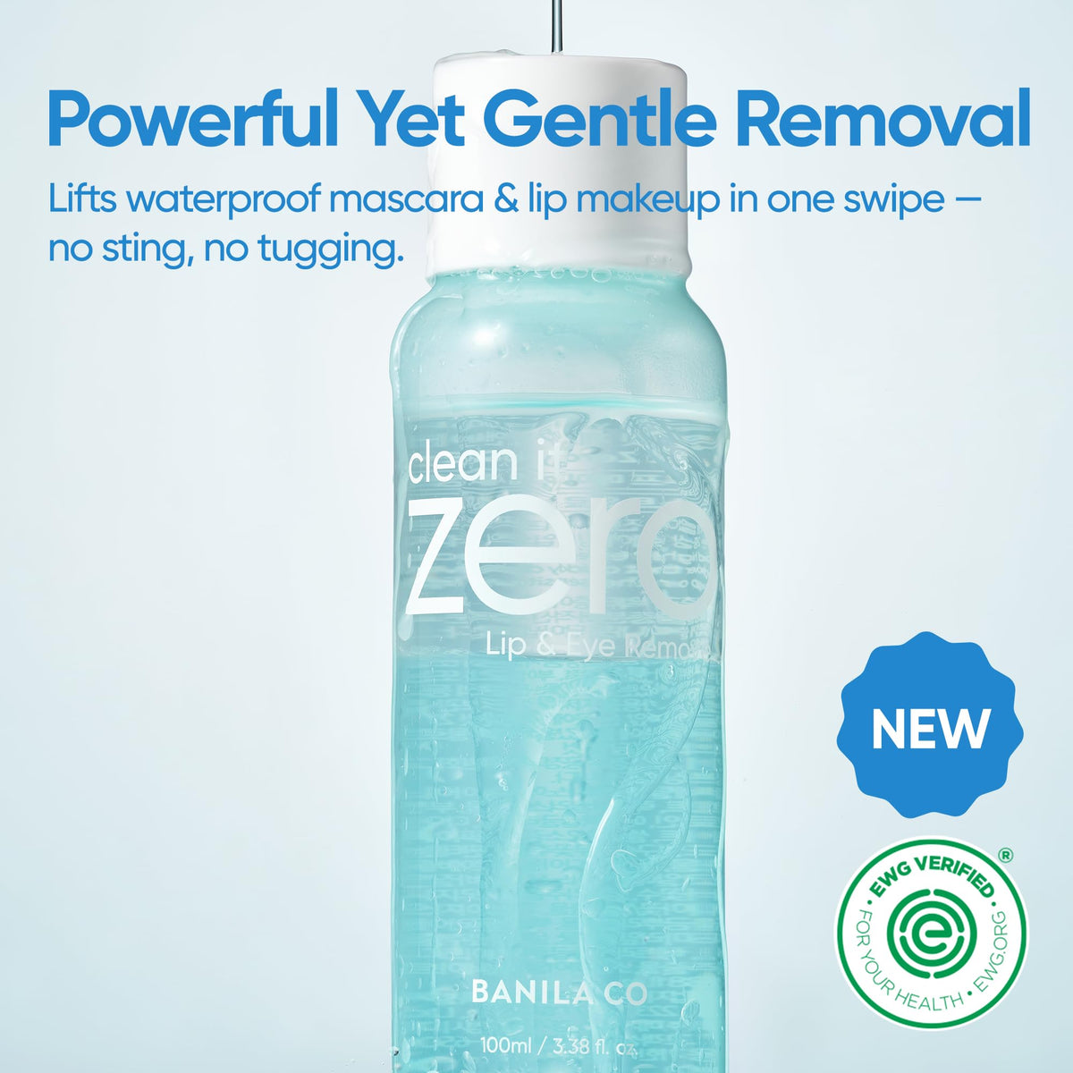 Banila Co makeup remover side profile showing bi-phase oil and water layers