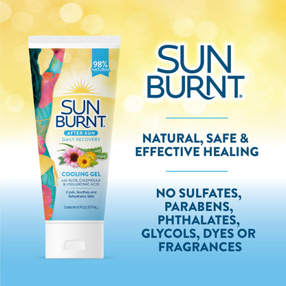 Side view of Sunburnt advanced cooling gel 6 fluid ounces tube