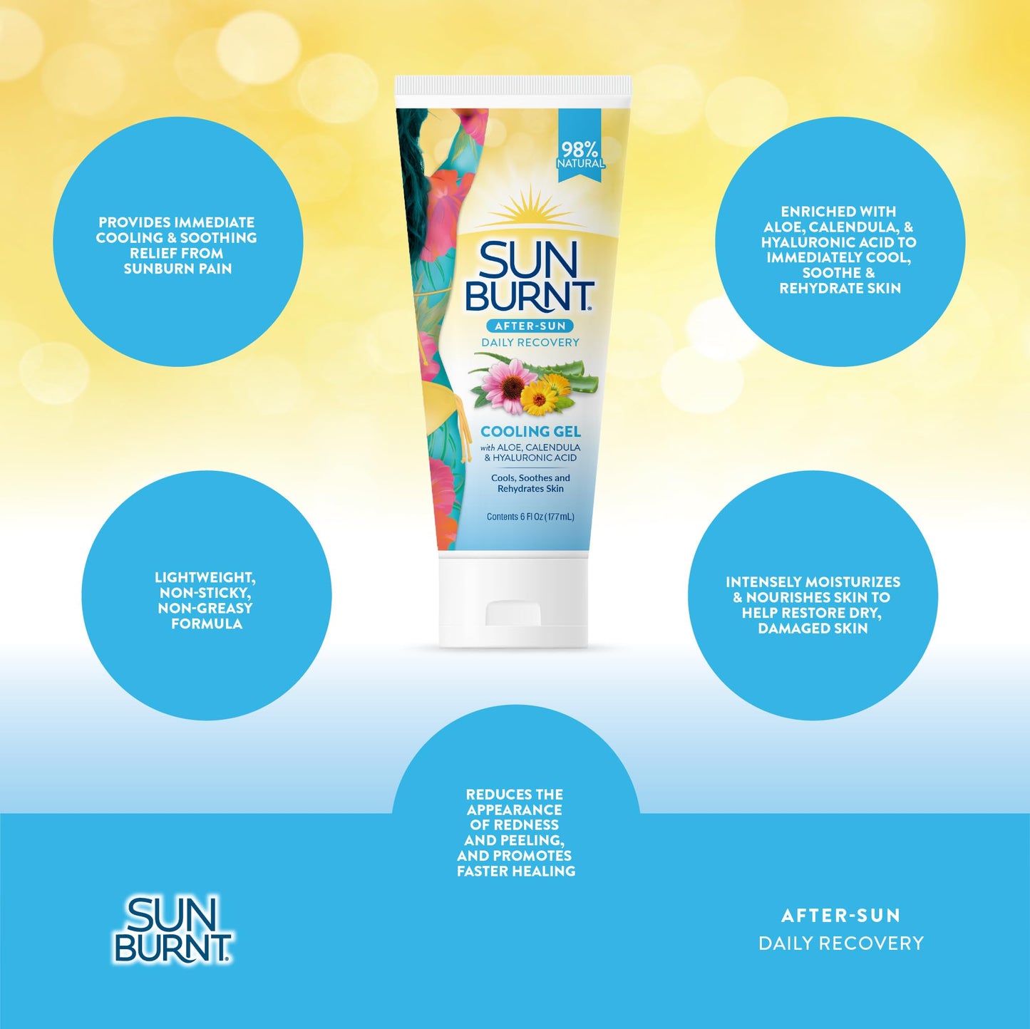 Sunburnt aloe vera gel for sunburn relief product application