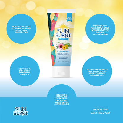 Sunburnt aloe vera gel for sunburn relief product application