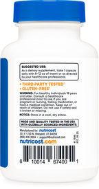 Nutricost R-Alpha Lipoic Acid container side view showing usage instructions