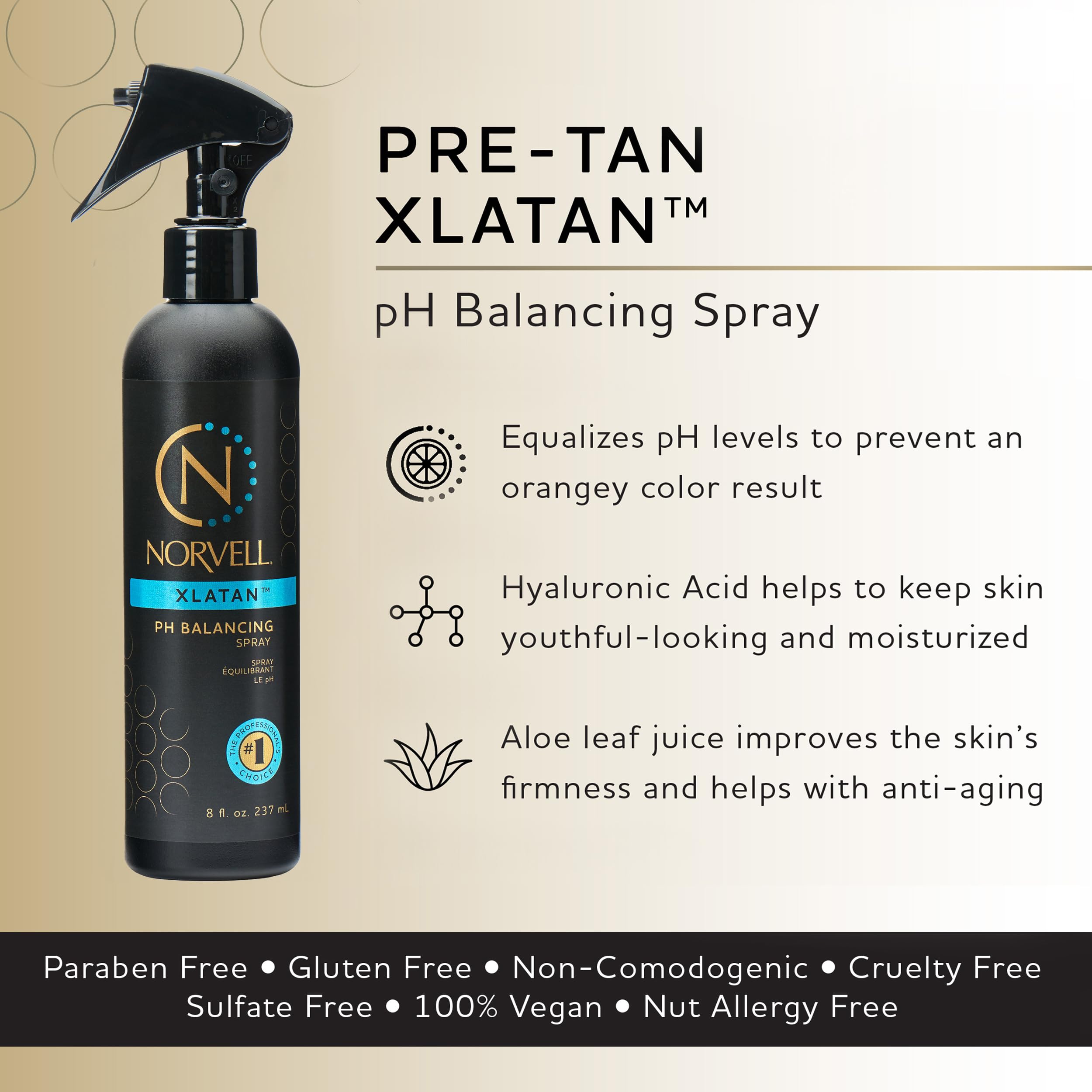 Norvell Xlatan spray bottle showing professional tanning prep label