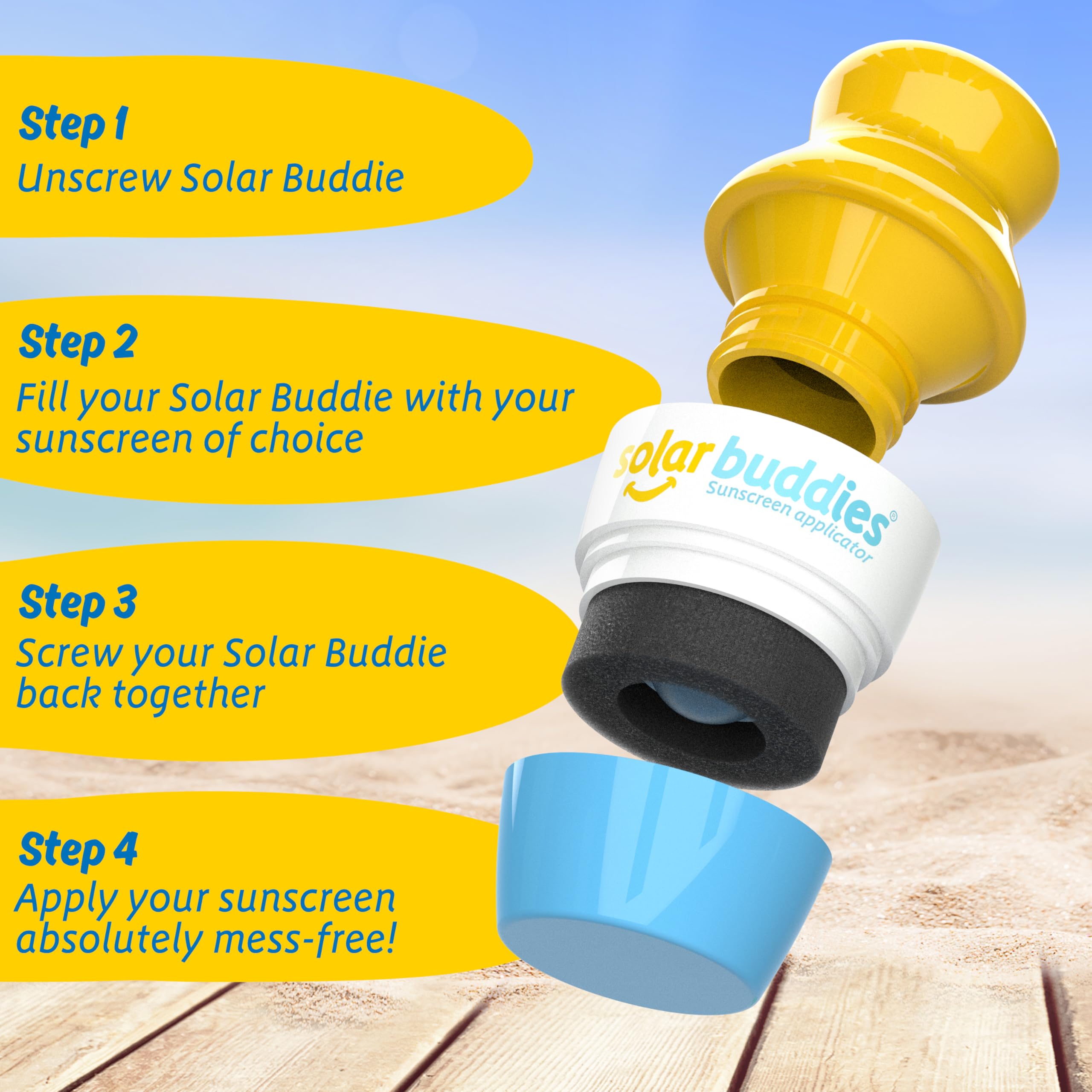 Solar Buddies applicator held by a child for sun protection