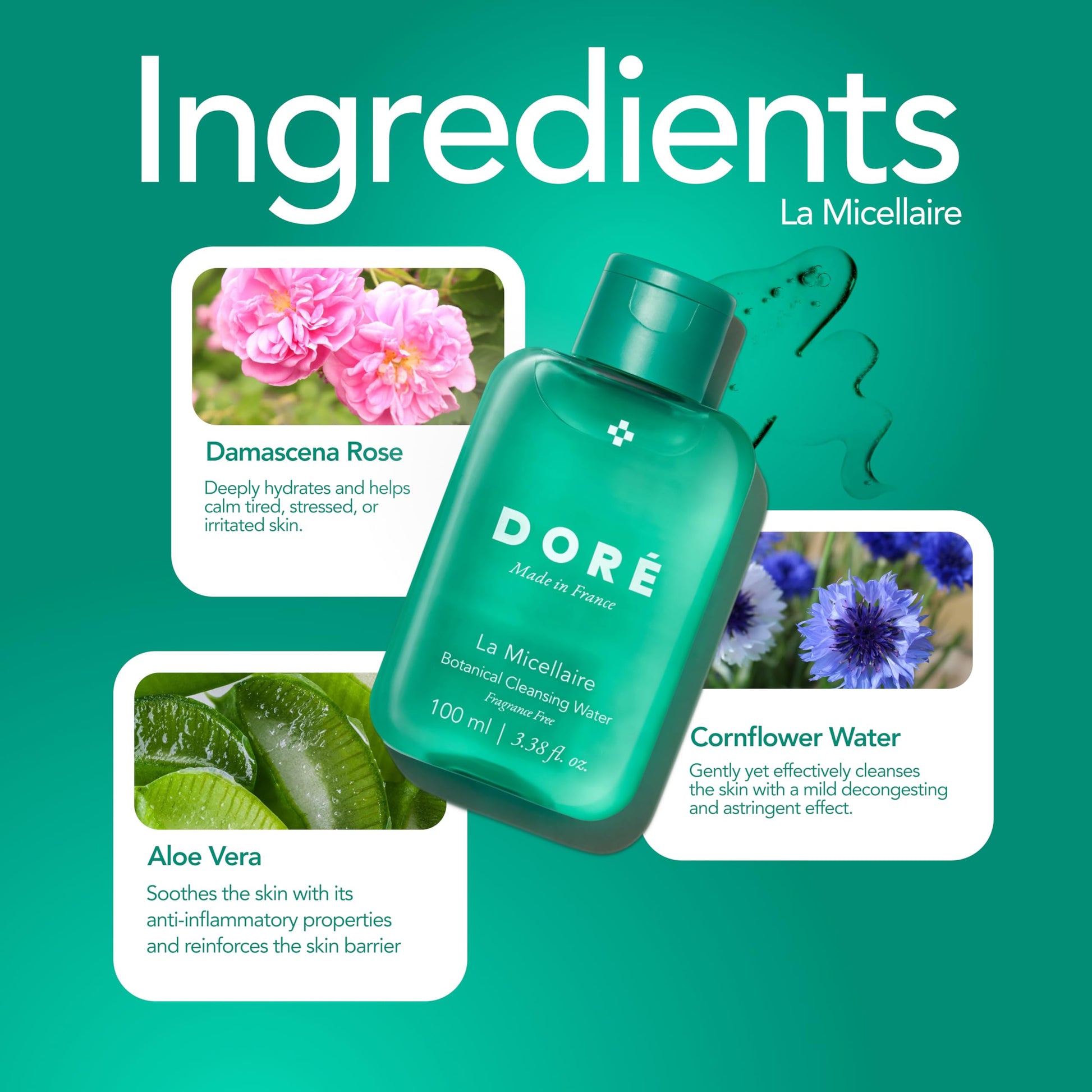 Fragrance free DorÃ© facial cleanser liquid showing travel friendly flip cap packaging