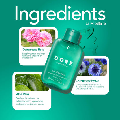 Fragrance free DorÃ© facial cleanser liquid showing travel friendly flip cap packaging