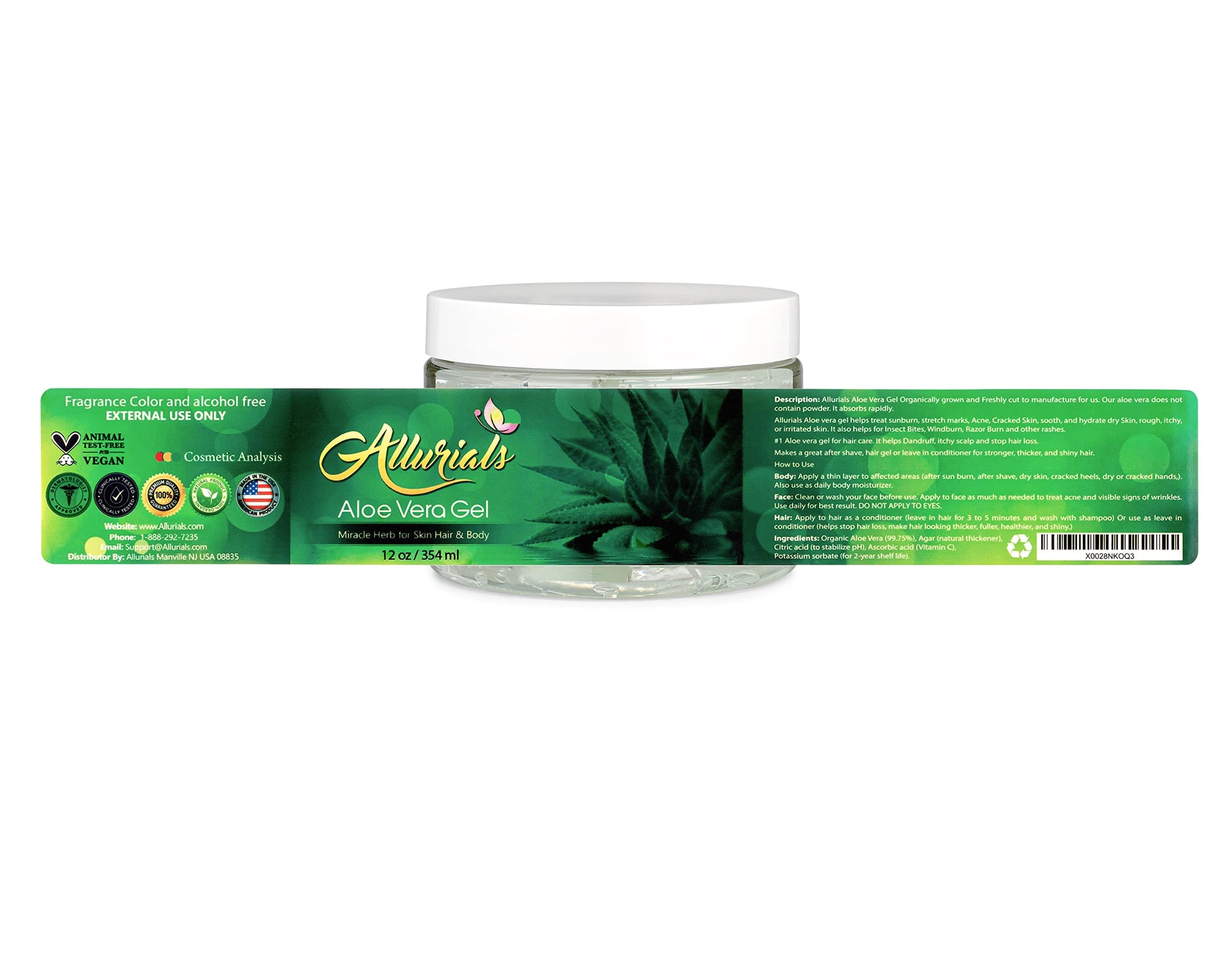 Benefits of Allurials organic aloe vera gel for face and body