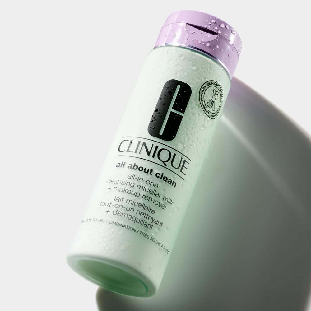 Clinique 6.7 fluid ounces cleansing bottle cap and label detail