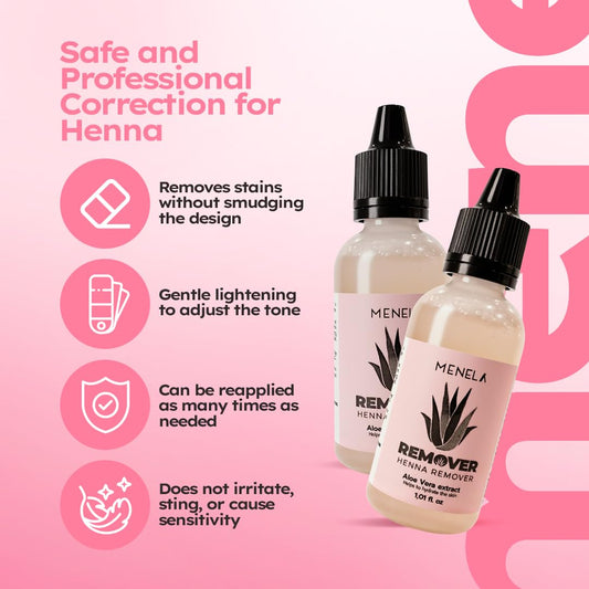 Menela eyebrow henna tint corrector liquid with soothing aloe vera extract for flawless brow mapping.