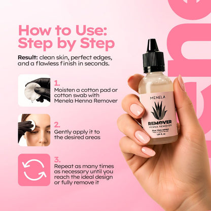 Side angle view of the compact 30 milliliter Menela cosmetic bottle for professional eyebrow salon styling.