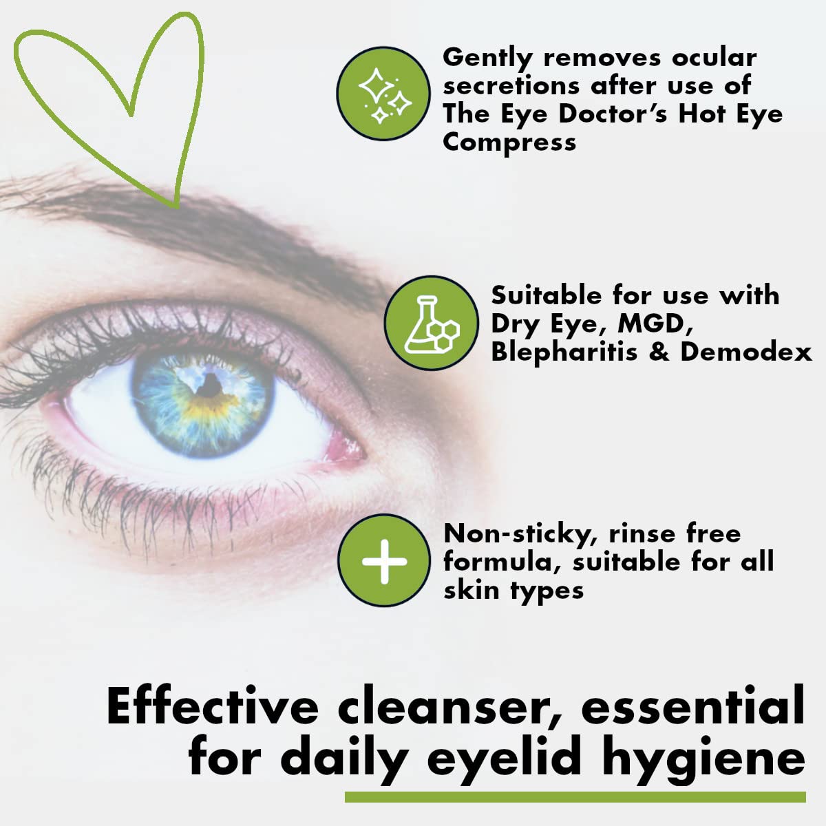 Authentic USA imported The Eye Doctor tea tree oil eyelid cleaner bottle for sensitive eyes.