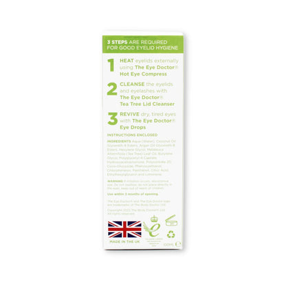 The Eye Doctor non irritating rinse free eyelid cleanser for makeup and debris removal.