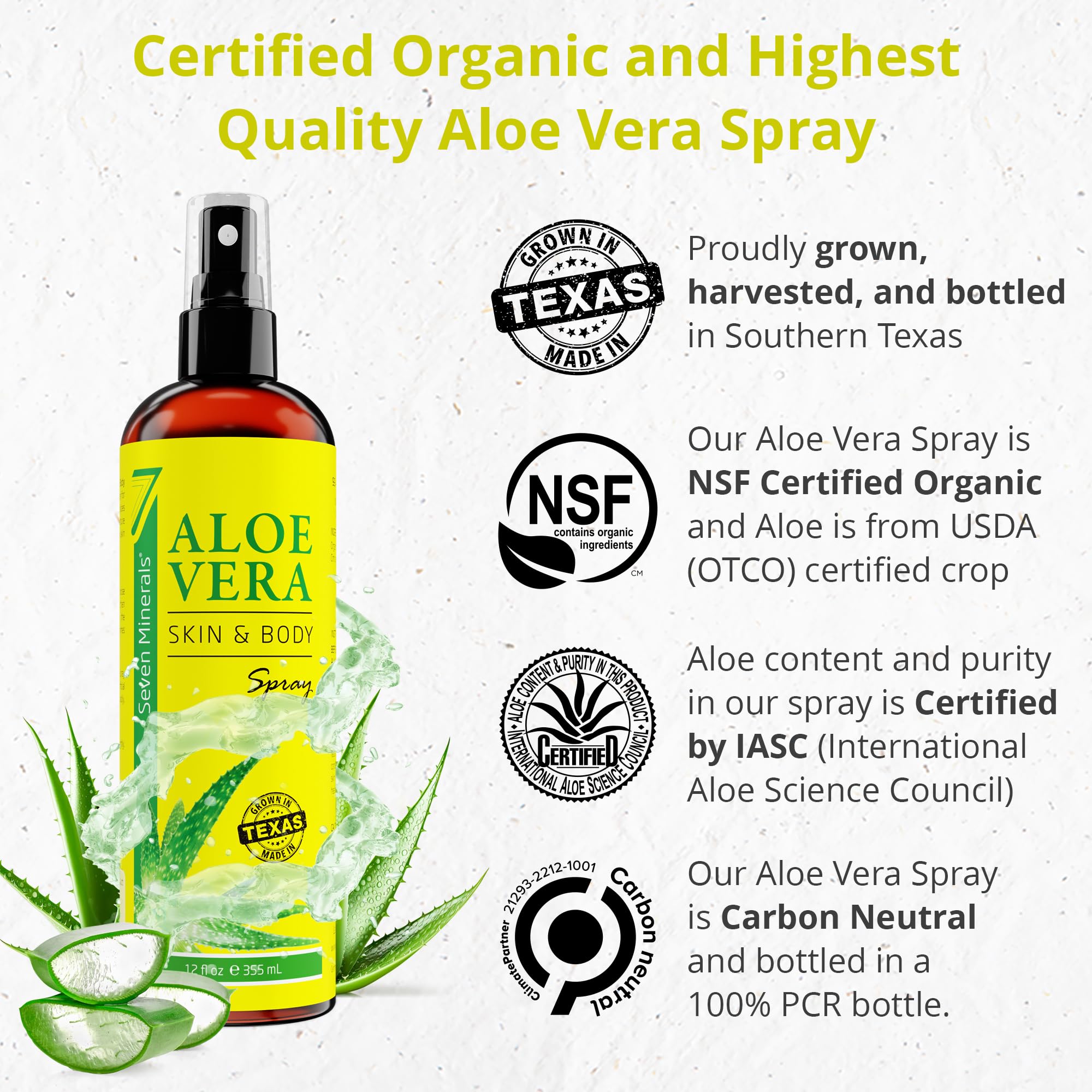 Seven Minerals aloe vera spray bottle application
