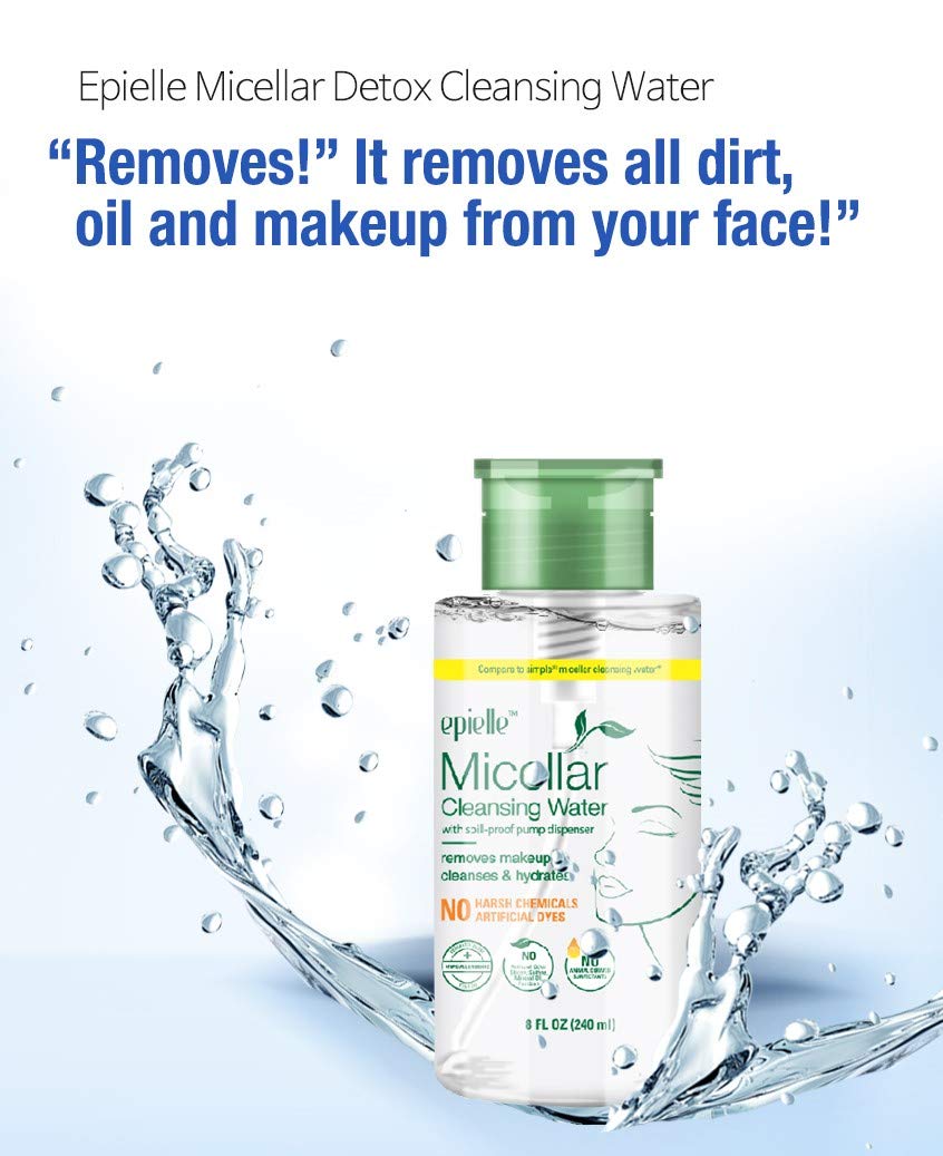Epielle skin care clear bottle with green cap design