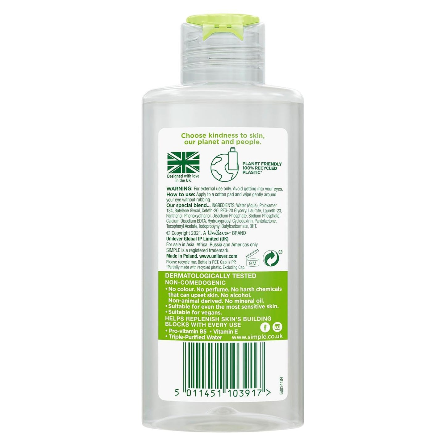 Simple non greasy oil free eye makeup remover liquid formula