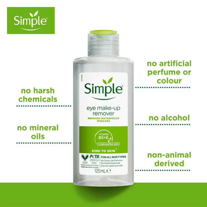 Simple sensitive skin makeup remover bottle showing ingredient list