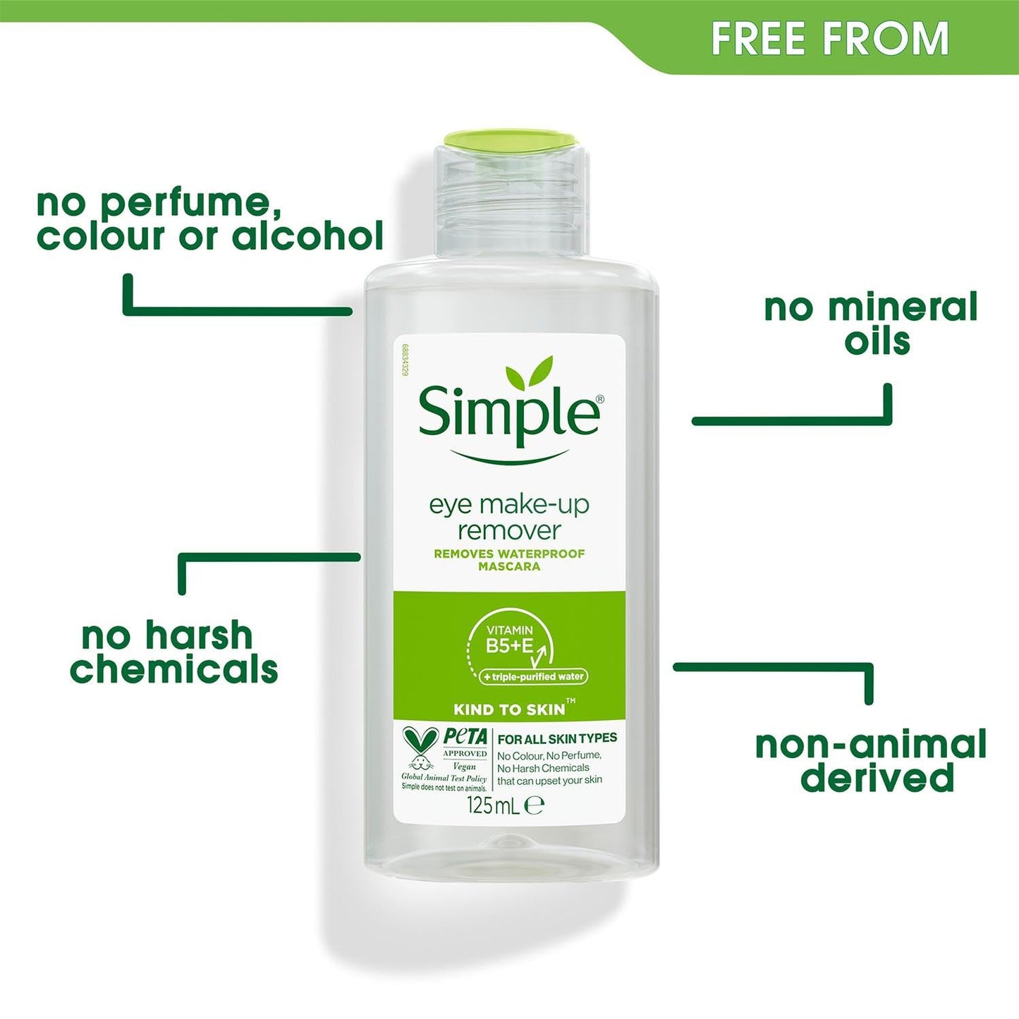 Simple pro vitamin b5 enriched eye makeup remover side view