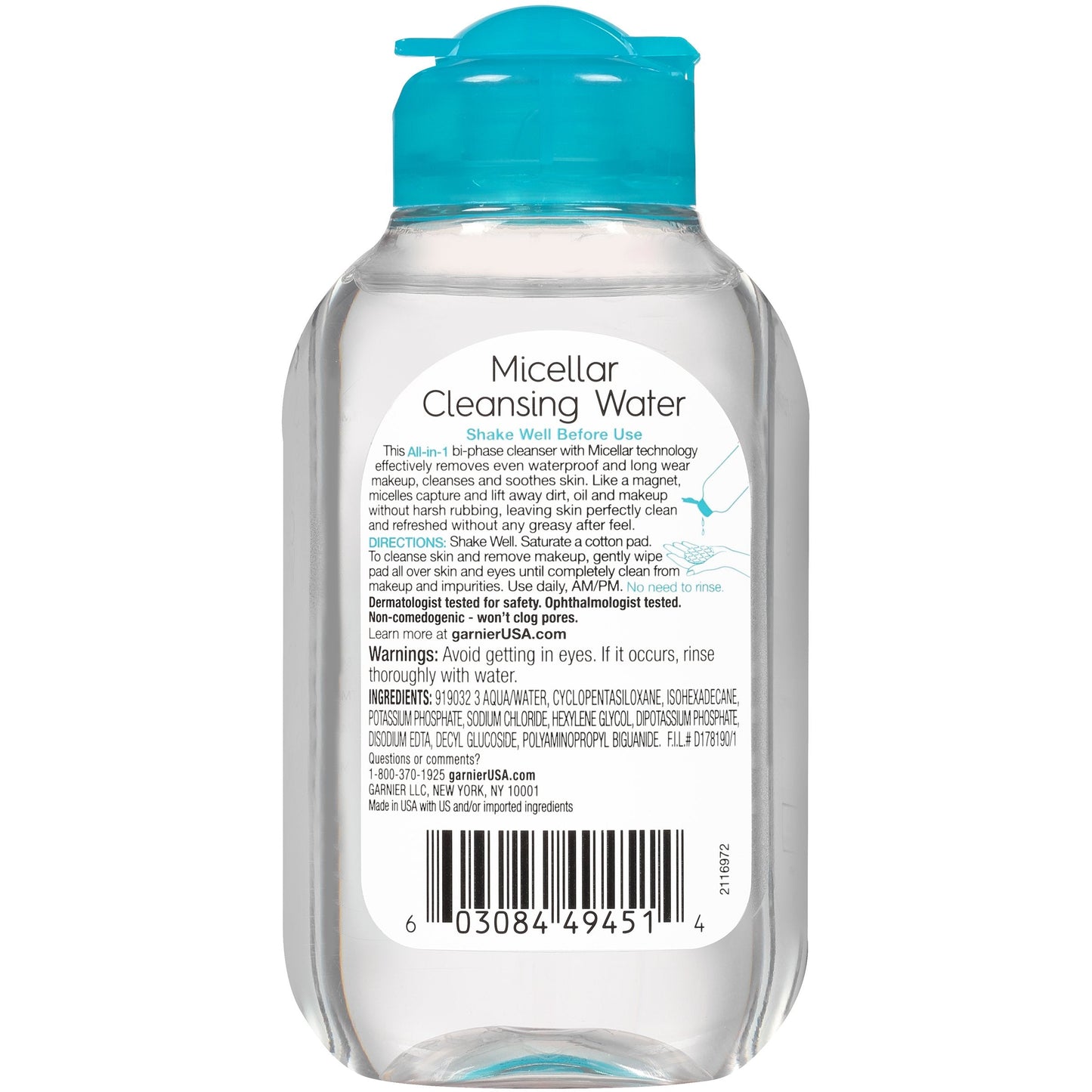 Garnier waterproof micellar water 3.4 fluid ounce travel size packaging