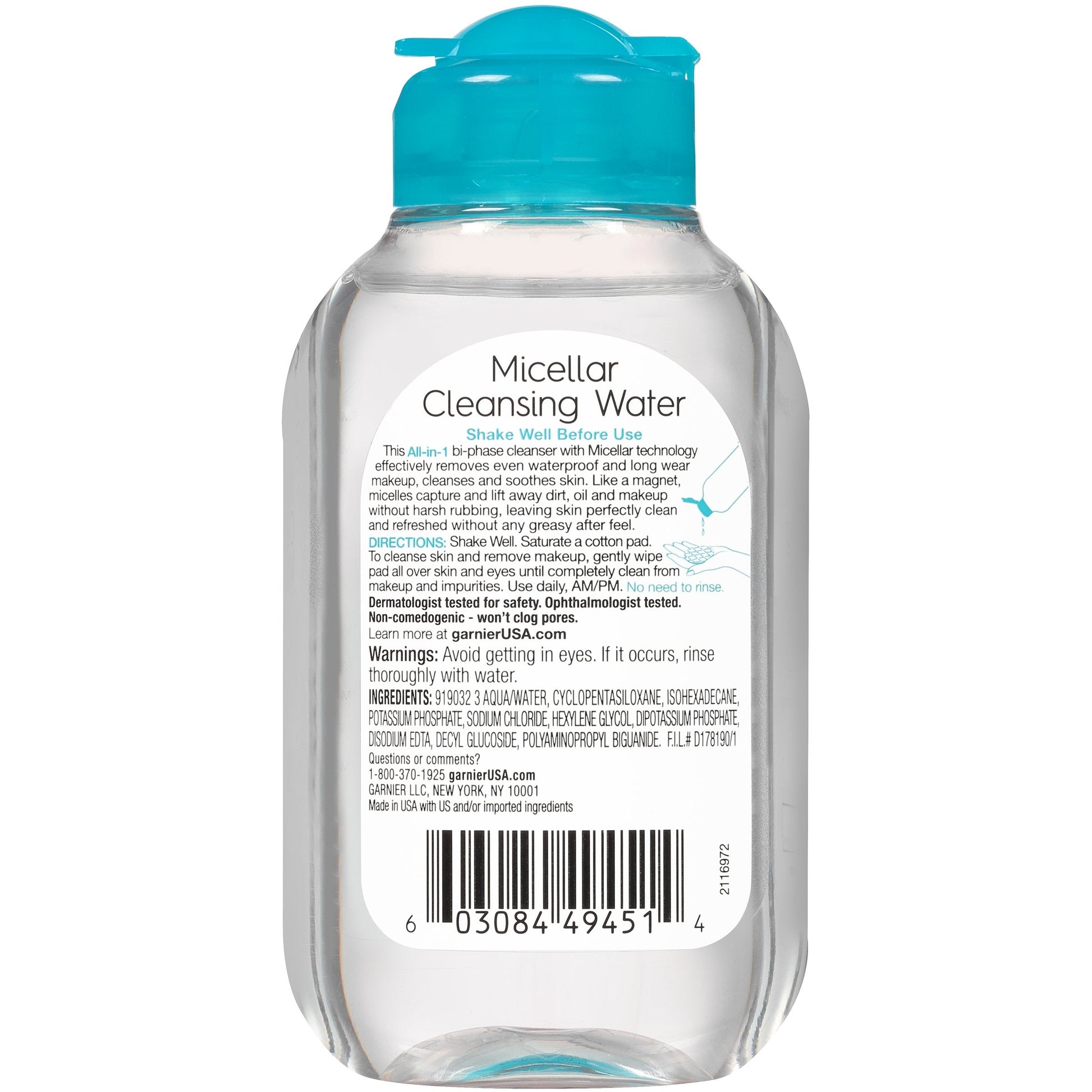 Garnier waterproof micellar water 3.4 fluid ounce travel size packaging