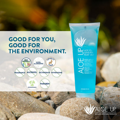 Aloe Up Aloe Ice tube next to 4 fluid ounce measurement indicator