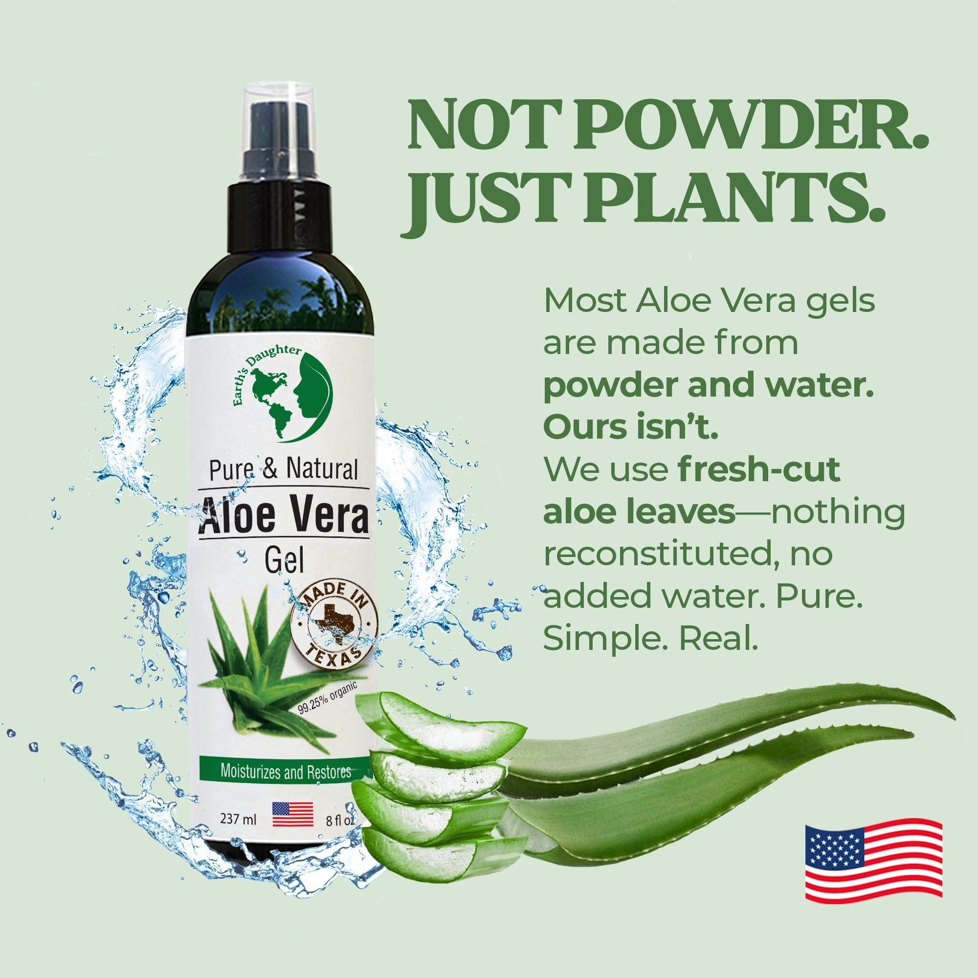 Back label of Earth's Daughter organic aloe vera gel