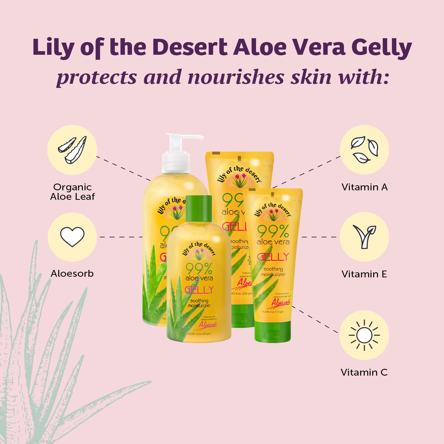 Back label details of Lily Of The Desert Aloe Vera Gelly 8 fluid ounce