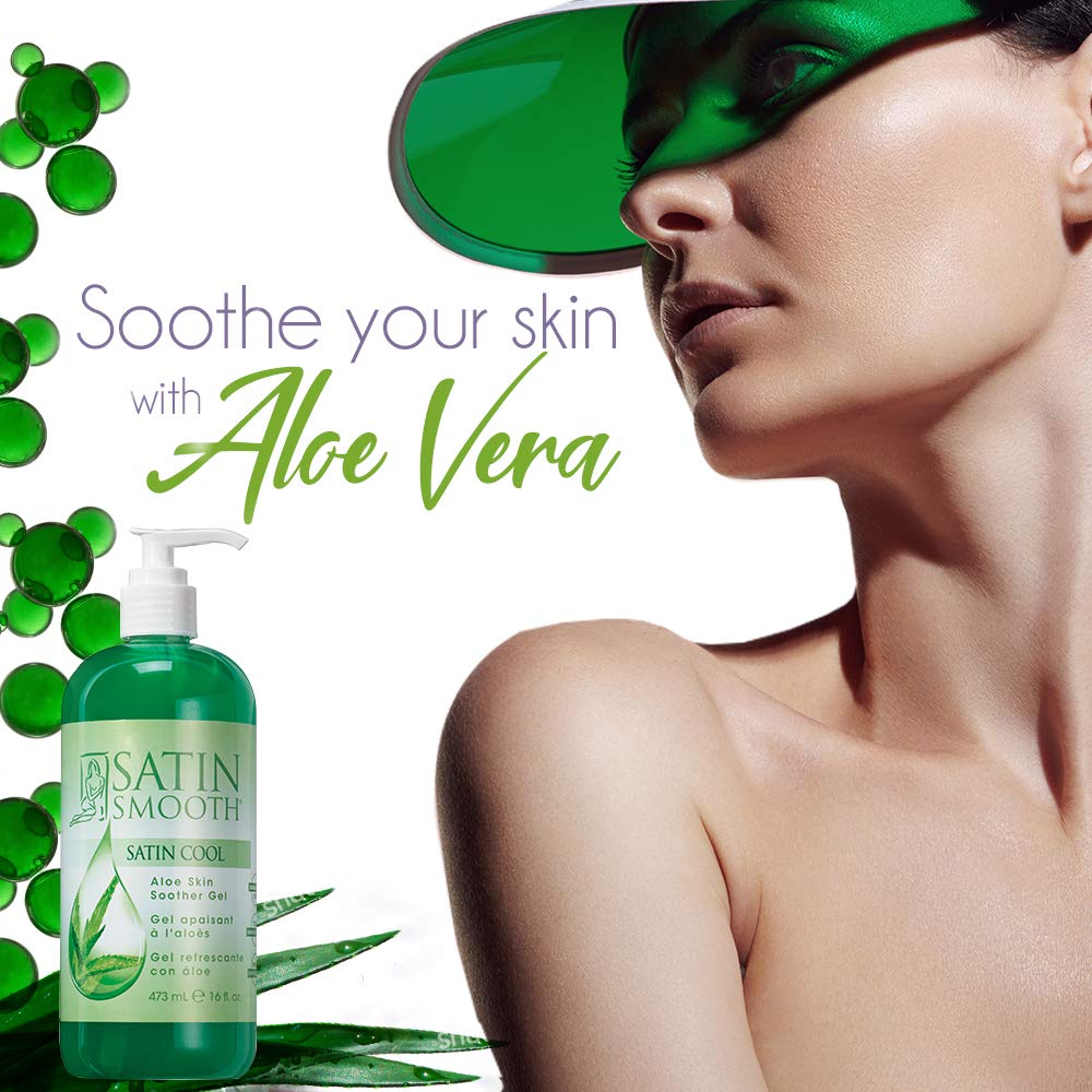 Satin Smooth post-waxing soothing gel 16 fluid ounces bottle