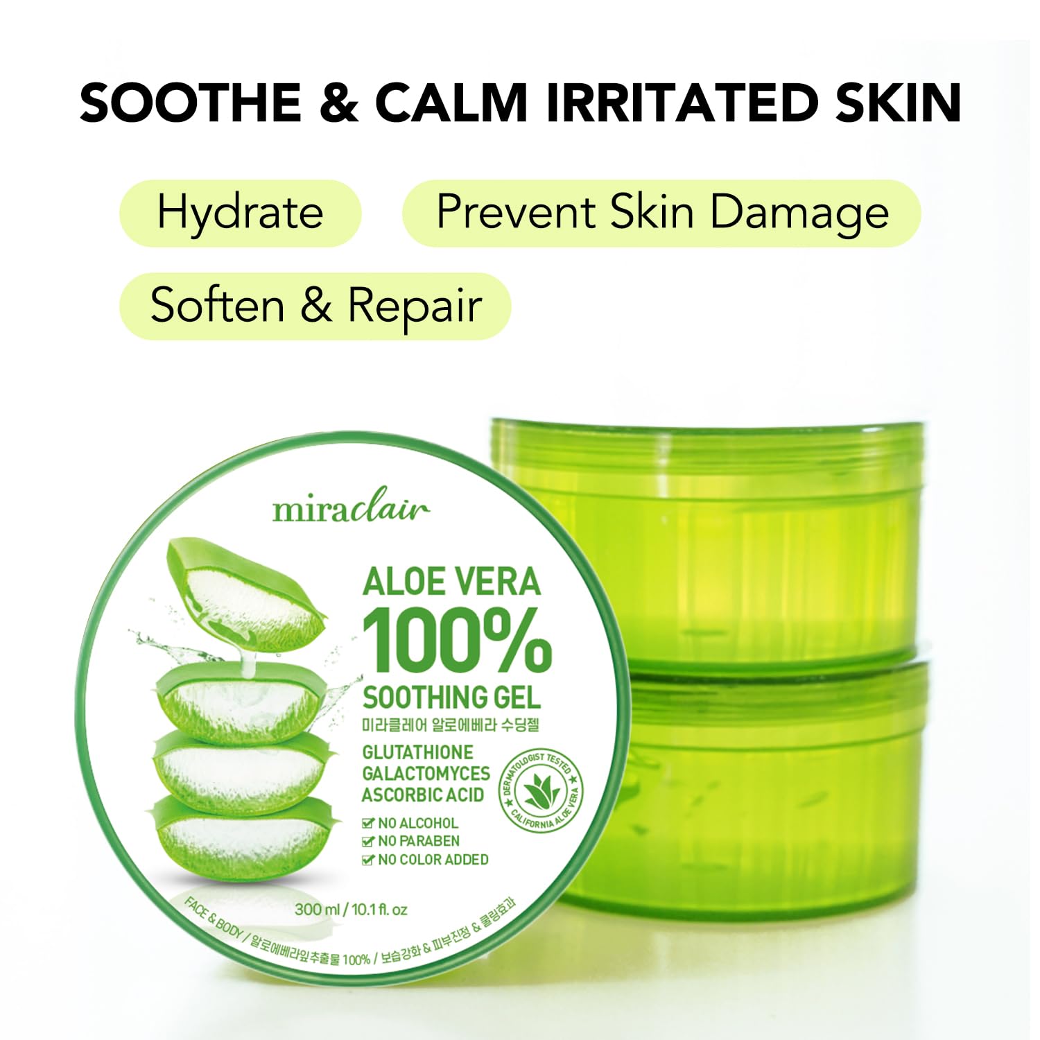 Miraclair soothing aloe gel texture and application