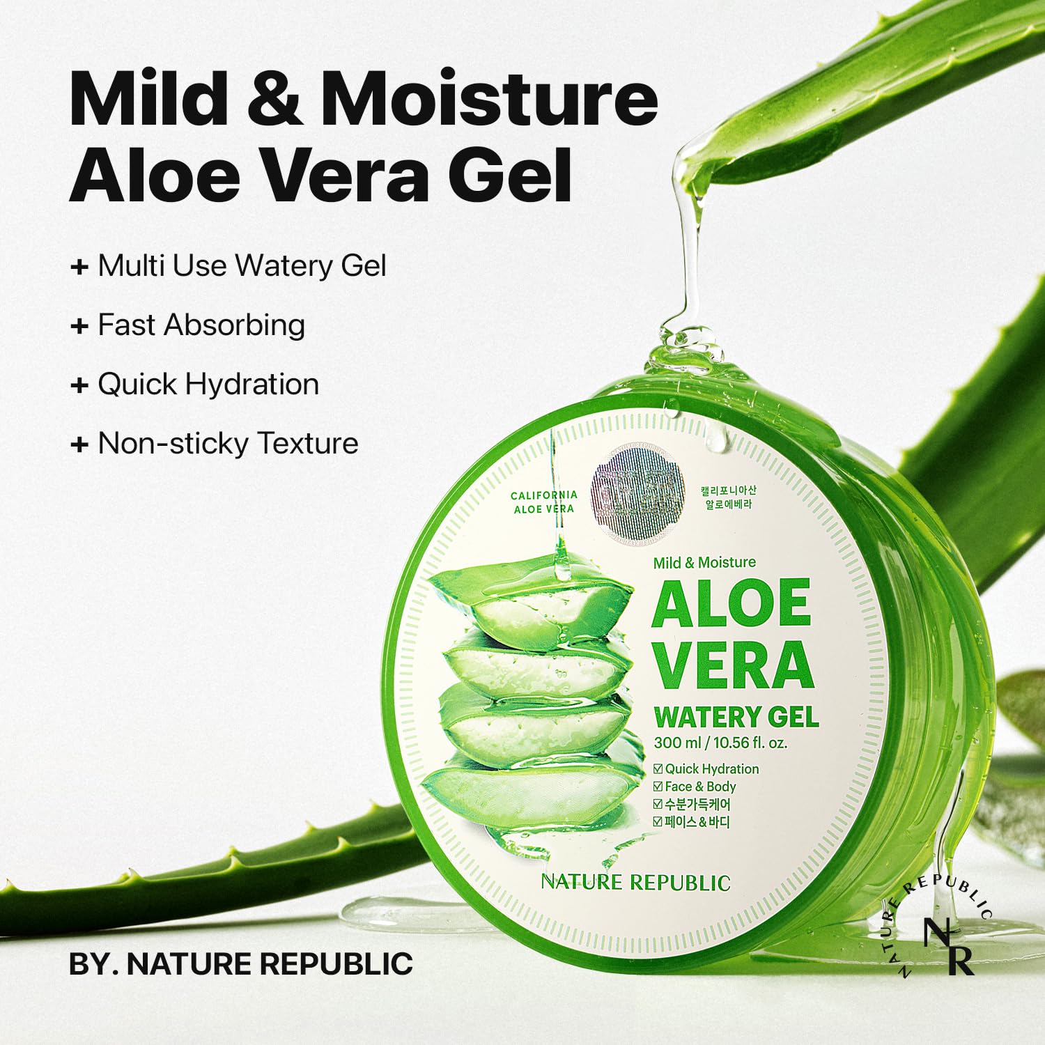 Nature Republic Aloe Vera Gel 300ml container showing 92 percent label