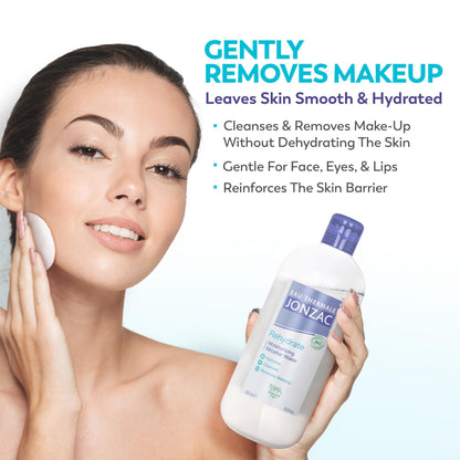 Natural eye and face makeup remover solution in a recycled plastic bottle