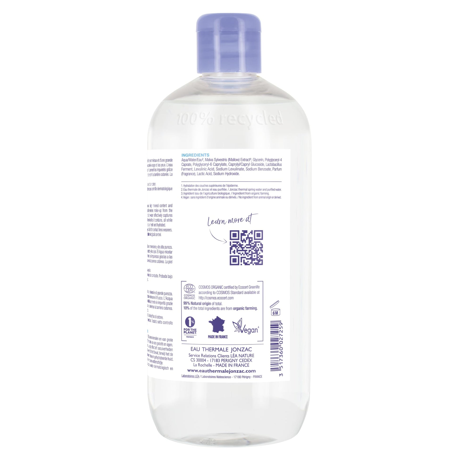Premium organic cosmetic packaging showing natural ingredients profile text